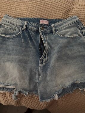 Pink Lily Faded Light Blue Distressed Denim Shorts
